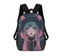 sinyumoney Galactic Cat Hoodie Fashion -1 Backpack School Bag Lightweight Casual Daypack School Backpacks for School/Work/Travel 17inch
