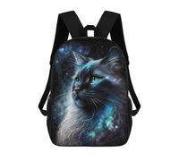 sinyumoney Galactic Cat Portrait -2 3D Printed 17inch School Bag Children's School Backpack Travel Backpacks Casual Fashion Bag for Kids School Students
