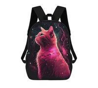 sinyumoney Galactic Cat Portrait -2 Backpacks 3D Printed School Bag Casual Kids Fashion School Bag for Boys Middle School Students School 17inch