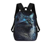 sinyumoney Galactic Cat Portrait-8 3D Printed 17 Inch School Backpack Children's Backpacks 3D Printed Cool Knapsack for Boys Elementary And Middle