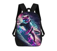 sinyumoney Galactic Cat Surfer Backpack Schoolbags for Boys Girls Casual Sport Daypack Elementary Primary Large Capacity Bookbags 17inch