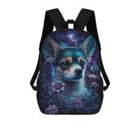 sinyumoney Galactic Chihuahua with Flowers -1 Kids School Backpack 17 Inch School Bag 3D Printed School Bag for Boys Elementary And Middle School Students