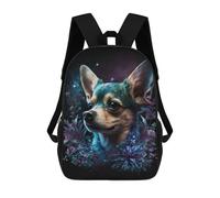 sinyumoney Galactic Chihuahua with Flowers -5 Backpack School Bag Daypacks Business Backpack Water Resistant Bookbag for Girls Boys Teenage 17inch