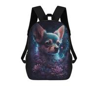 sinyumoney Galactic Chihuahua with Flowers -6 Backpack School Water Resistant Travel Backpack Computer Bag - Perfect for Travel, Work And Daily Use 17inch