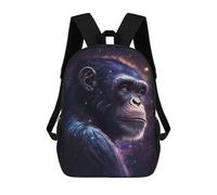 sinyumoney Galactic Chimpanzee Portrait-2 17 Inch Kids Backpack Fashion Fun Backpack Book Bag for Boys And Teenager 3D Printed for Boys