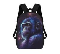 sinyumoney Galactic Chimpanzee Portrait-4 3D Printed 17 Inch School Backpack Casual Children's Backpacks 3D Printed for Boys Elementary And Middle