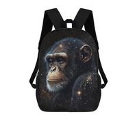 sinyumoney Galactic Chimpanzee Portrait Children's 17 Inch School Backpack 3D Printed Cool Knapsack for Kids Travel Rucksacks Book Bags Kids School Bag