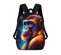 sinyumoney Galactic Chimpanzee Portrait Children's Backpack, Schoolbag Large Capacity Students Bookbag Rucksack Knapsack for Boys Girls Adults Teen 17inch