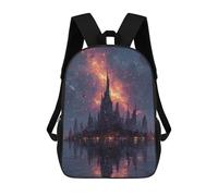 sinyumoney Galactic City Reflections Backpack School Rucksack Casual Daypacks School Work Travel Bag for Men, Women & Teenage Boys 17inch