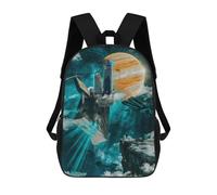sinyumoney Galactic Cityscape Future Urban Fantasy Backpacks, Kids Backpack Student School Bag 3D Printed Travel Backpacks Fashion Accessory Backpack Children Waterproof School Bags 17inch
