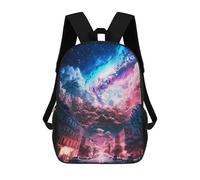 sinyumoney Galactic Cityscape Kids School Backpack 3D Printed Backpacks Fashion School Bag Rucksacks for Boys Elementary And Middle School Students 17inch