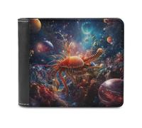 sinyumoney Galactic Crab Odyssey 3D Print PU Leather Wallet ID RFID Blocking Banknote Compartments Durable Purse Youth Guys 11.7cm*9.5cm