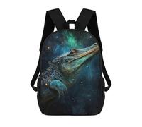 sinyumoney Galactic Crocodile Art Print-12 Children's 17 Inch School Backpack 3D Printed Cool Knapsack for Kids Travel Rucksacks Book Bags Kids School Bag