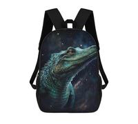 sinyumoney Galactic Crocodile Art Print-14 Backpacks 3D Printed 17inch Kids School Backpack Outdoor Casual Daypack Casual Travel Bags for Middle School Students