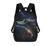 sinyumoney Galactic Crocodile Art Print-20 Kids School Backpack 17 Inch School Bag 3D Printed School Bag for Boys Elementary And Middle School Students