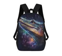 sinyumoney Galactic Crocodile Art Print-5 Backpacks 3D Printed 17inch Kids School Backpack Outdoor Casual Daypack Casual Travel Bags for Middle School Students
