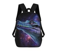 sinyumoney Galactic Crocodile Profile Backpacks Kids 17inch School Backpack School Bag 3D Printed School Bag for Boys Elementary And Middle School Students