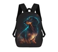 sinyumoney Galactic Dachshund Cosmic Companion 3D Printed Children's School Backpack for Kids High Capacity Travel Rucksacks 17 Inch Book Bags Kids