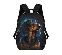 sinyumoney Galactic Dachshund Portrait -10 Backpack Kids School Bag Boys Cartoon 3D Print Students Schoolbag Laptop Daypack for Boys Girls 17inch