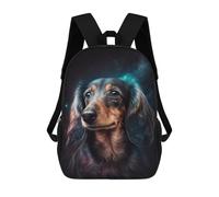 sinyumoney Galactic Dachshund Portrait -16 School Backpack Lightweight Airport College Students Back Pack for Boys/Girls/Teenagers 17inch