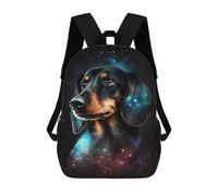 sinyumoney Galactic Dachshund Portrait -2 School Backpack Lightweight Schoolbag Dayback Bookbag College for Camping Outdoor Adventures And Daily Travel 17inch