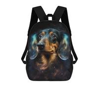 sinyumoney Galactic Dachshund Portrait -7 Children's Backpack, 17 Inch 3D Printed School Backpack, Backpack Cartoon Adjustable School Bag for Primary School