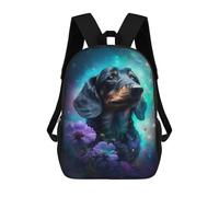 sinyumoney Galactic Dachshund with Flowers -3 Rucksack Water Resistant Travel Backpack Computer Bag for Campus Outdoor Travel Sports 17inch