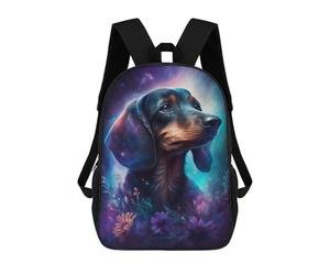 sinyumoney Galactic Dachshund with Flowers -5 Rucksack Water Resistant School Bag Business Backpack for Boys/Girls/Teenagers 17inch