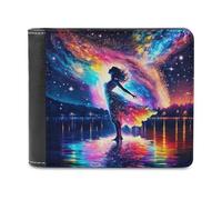 sinyumoney Galactic Dancer Reflections 3D Print Clutch Purse Card Slots Coin Slots Note Section Stylish Durable Leather Wallet Youth Guys 11.7cm*9.5cm