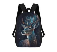 sinyumoney Galactic Deer Art Print -1 Children's School Backpack Fashion Casual 17inch 3D Printed School Bags Boy School Backpack Large Backpack