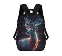 sinyumoney Galactic Deer Art Print-12 Children's 17 Inch School Backpack 3D Printed Cool Knapsack for Kids Travel Rucksacks Book Bags Kids School Bag