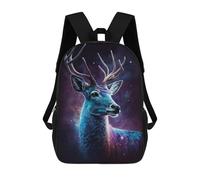 sinyumoney Galactic Deer Art Print-3 Kids Backpack 17 Inch School Bag 3D Printed Cartoon School Backpacks for Boys And Teenager School Students