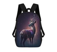 sinyumoney Galactic Deer Art Print-8 Kids School Backpack 17 Inch School Bag 3D Printed School Bag for Boys Elementary And Middle School Students