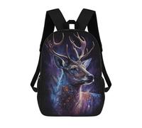 sinyumoney Galactic Deer Art Print School Backpack Large School Backpack for Boys for Campus Outdoor Travel Sports 17inch