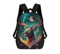 sinyumoney Galactic Deer Dreamscape Kids Backpack,School Backpack Kids School Bag 3D Printed Cartoon Large Capacity Backpack for Kids Boys And Girls 17inch