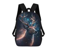 sinyumoney Galactic Deer Portrait -1 17 Inch Backpacks Kids Schoolbag,3D Printed Elementary And Middle School Students Backpacks for Boys Girls