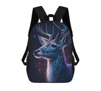 sinyumoney Galactic Deer Portrait-10 3D Printed Children's 17 Inch Backpacks 3D Printed Casual School Bag for Boys Elementary And Middle