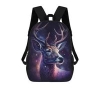 sinyumoney Galactic Deer Portrait-4 Kids Backpack Girls 3D School Bags Children's 17 Inch Rucksack Toddler Schoolbag,Casual Daypacks Fashion Bookbag Bag