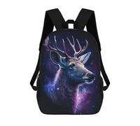 sinyumoney Galactic Deer Profile-1 Children's 17 Inch School Backpack 3D Printed Cool Knapsack for Kids Travel Rucksacks Book Bags Kids School Bag