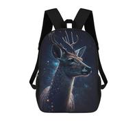 sinyumoney Galactic Deer Profile-4 3D Printed 17 Inch School Backpack Children's Backpacks 3D Printed Cool Knapsack for Boys Elementary And Middle