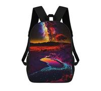 sinyumoney Galactic Desert Oasis Kids School Backpack 3D Printed Fashion School Bag Casual School Bag for Boys Elementary And Middle School Students 17inch