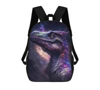 sinyumoney Galactic Dinosaur Artwork Kids School Backpack 17 Inch School Bag 3D Printed School Bag for Boys Elementary And Middle School Students