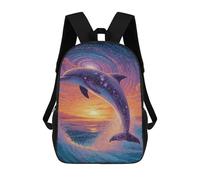 sinyumoney Galactic Dolphin Sunset 3D Printed 17inch Kids School Bag Rucksacks Children's School Fashion Casual Back Pack High Capacity Travel Book Bags