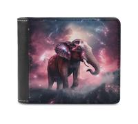 sinyumoney Galactic Elephant Majesty -1 3D Print Wallet Bills Credit Cards Leather RFID Banknote Compartments Fashion Slim Wallets Youth Guys 11.7cm*9.5cm