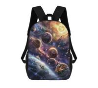 sinyumoney Galactic Exploration Adventure Rucksacks 3D Printed Children 17inch Backpacks Fashion Casual Daypack Travel Bags Outdoor Casual Daypack for Boy And Girl