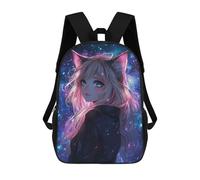 sinyumoney Galactic Fantasy Cat-Eared Beauty Kids School Backpack 3D Printed Fashion School Bag Casual School Bag for Boys Elementary And Middle School Students 17inch