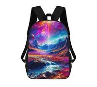 sinyumoney Galactic Fantasy Landscape -2 Backpack Kids School Bag Boys Cartoon 3D Print Students Schoolbag Laptop Daypack for Boys Girls 17inch