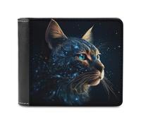 sinyumoney Galactic Feline Majesty -2 3D Print Wallet Bills Credit Cards Leather RFID Banknote Compartments Fashion Slim Wallets Youth Guys 11.7cm*9.5cm