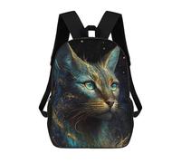 sinyumoney Galactic Feline Majesty -2 Children's Backpack, 3D Printed School Backpack, Backpack for Boys Girls, Adjustable School Bag for Primary School 17inch