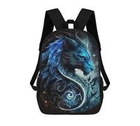 sinyumoney Galactic Feline Yin-Yang Children's Backpack, 3D Printed School Backpack, Backpack for Boys Girls, Adjustable School Bag for Primary School 17inch